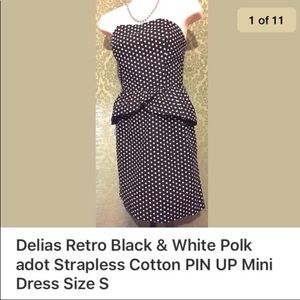 Delia’s retro Black & white peplum mini Dress S